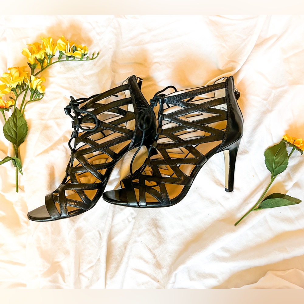 Black Gladiator Lace-Up Nine West Heel